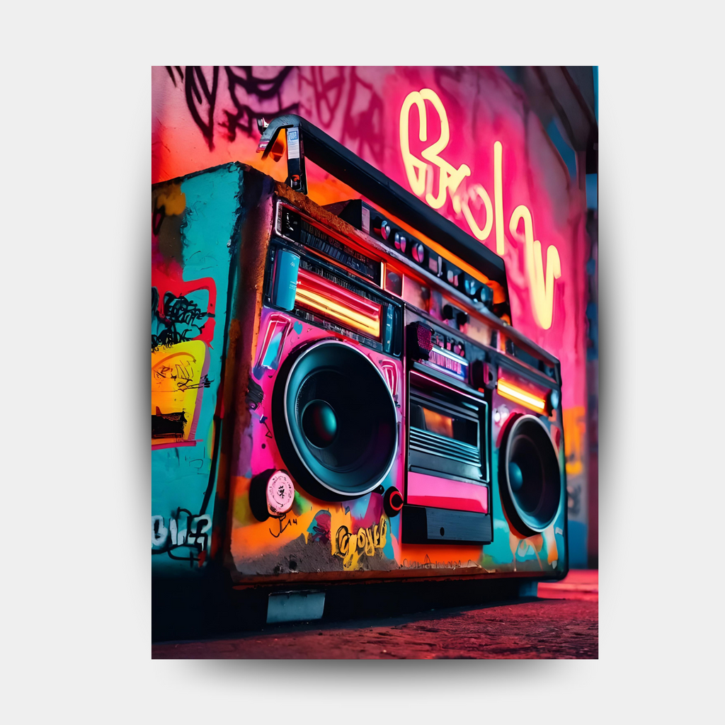 Neon Boombox Art - Fixorashop.in