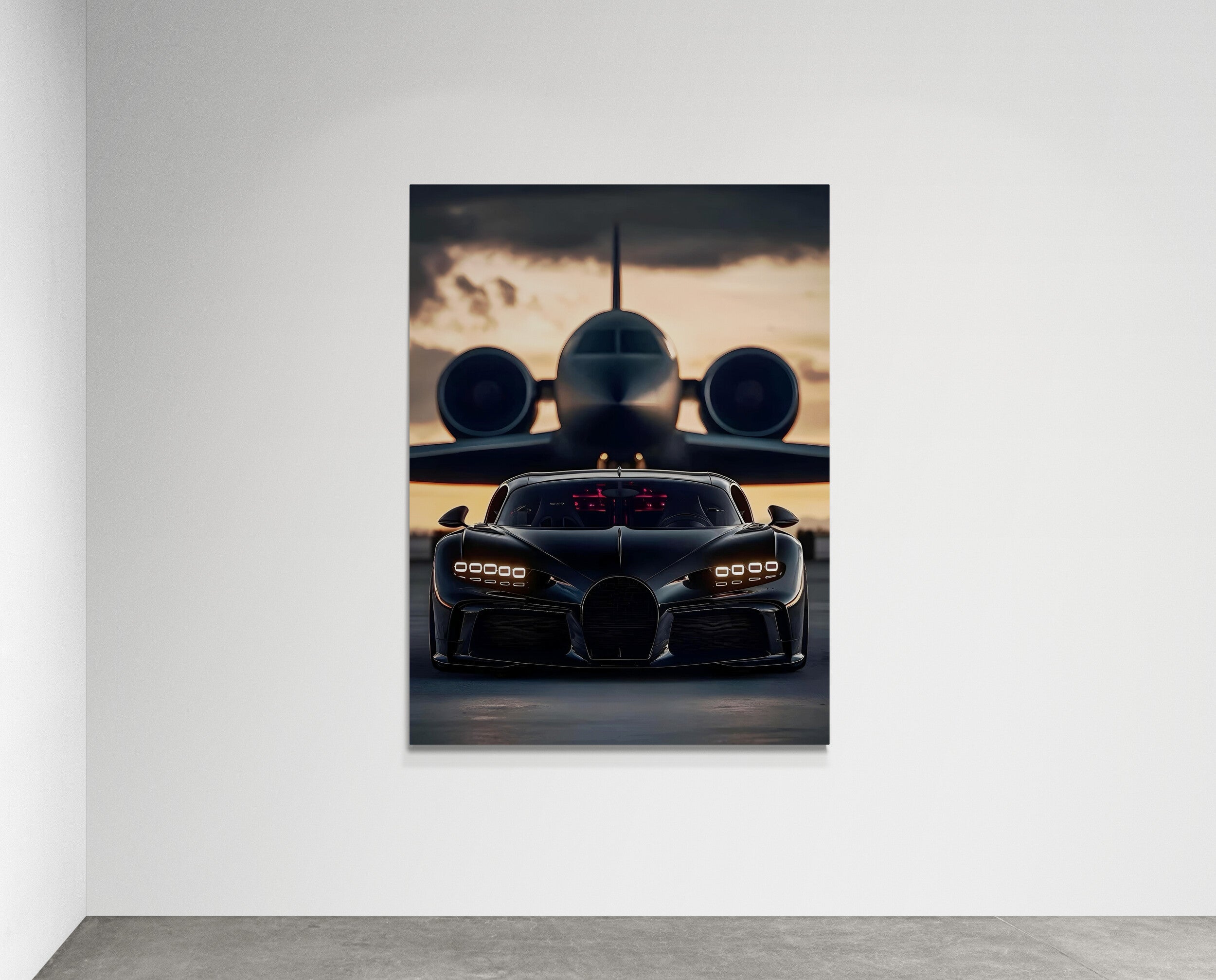 Black Bugatti and Jet -The Dark Pursuit - Fixorashop.in