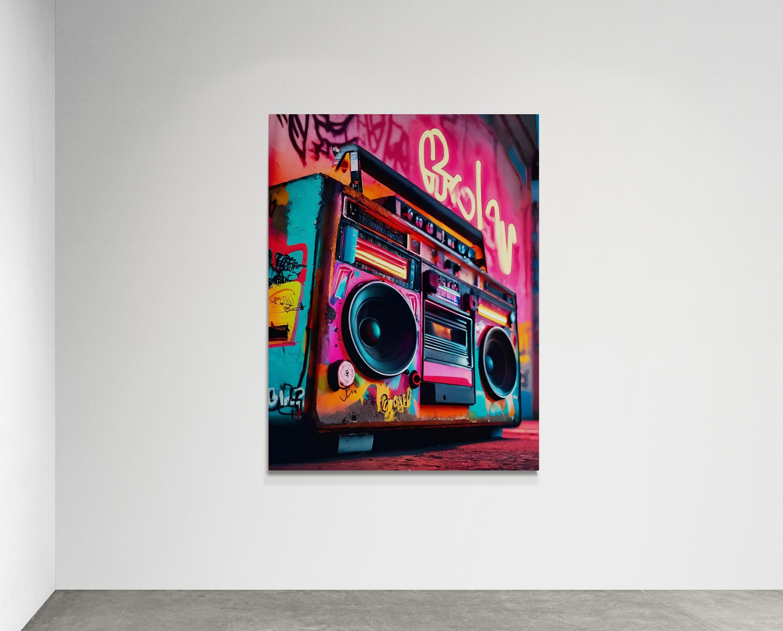 Neon Boombox Art - Fixorashop.in
